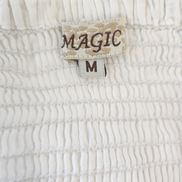 Magic White Eyelet & Lace Trim Maxi Dress Size Medium - Picture 10 of 12